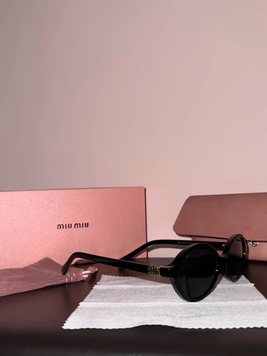 Miu Miu Black Oval Sunglasses - Picture 6 of 6